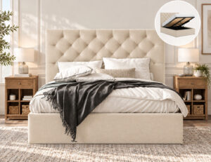 Jasper Gas Lift Storage Queen Bed Beige