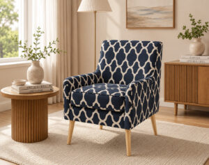 Anita Ocean Dark Blue Fabric Armchair
