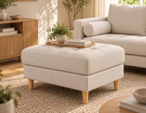 Tommy Fabric Ottoman Beige