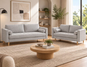 Tommy Fabric Sofa Set 2+3 Seater Light Grey