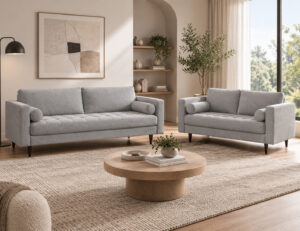 Tommy Fabric Sofa Set 2+3 Seater Light Grey