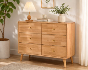 Brooklyn Solid Rubber Wood 6 Drawers Lowboy Dresser