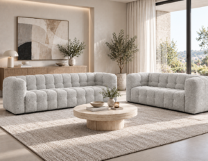 Marshmallow Boucle Sofa Set 2+3 Seater Grey