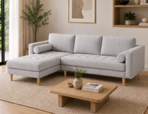 Tommy Fabric Corner Sofa Light Grey