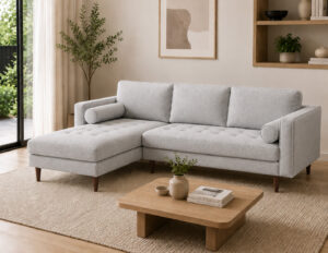 Tommy Fabric Corner Sofa Light Grey