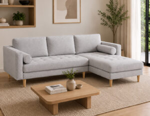 Tommy Fabric Corner Sofa Light Grey