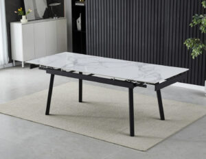 Massa Extendable Marble Ceramic Dining Table 120–180cm White