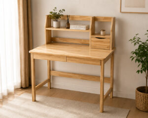 Brooklyn Desk Bookshelf Solid Rubber Wood