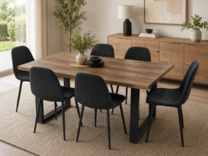 [Pre-Sale | ETA Early Oct] Zoe 6 Seater Dining Set – Fabric Chairs