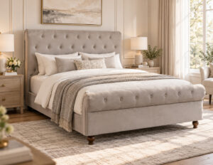 Villa Champagne Velvet Queen Bed