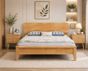 Albany Solid Wood Double Bed With Ultimate Sleep Latex Memory Foam 5 Zone Pocket Spring Mattress