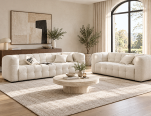 Marshmallow Boucle Sofa Set 2+3 Seater Beige Oatmeal