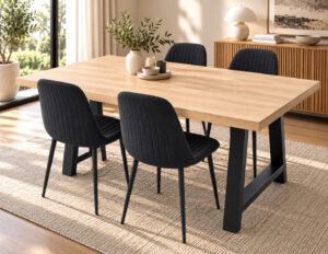 Russell 4 Seater Dining Set – 160cm Table with Fabric Chairs