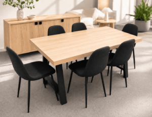 Russell 6 Seater Dining Set - 160cm Table with Fabric Chairs
