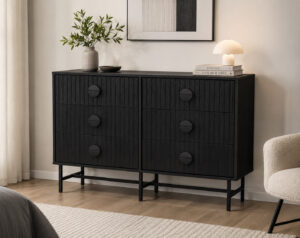 Spencer Black 6 Drawers Lowboy Dresser
