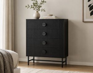 Spencer Black 4 Drawers Tallboy Chest Cabinet