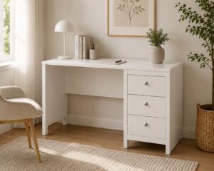 Hampton Desk 3 Drawers White