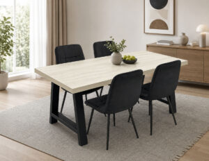 Russell 4 Seater Dining Set – Black Velvet Chairs
