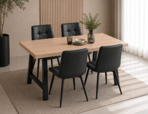 Russell 4 Seater Dining Set – Dark Grey PU Chairs