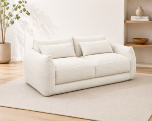 Lisbon Cream Chenille Fabric Sofa 2 Seater