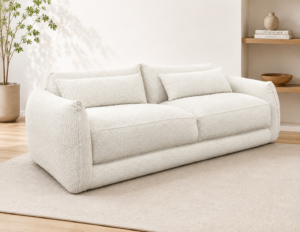 Lisbon Cream Chenille Fabric Sofa 3 Seater