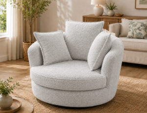 Amour Grey Bouclé Swivel Loveseat