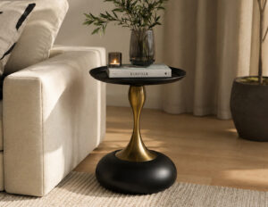 Akron Metal Side Table – Black & Gold
