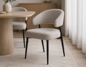 Alabama Beige Chenille Fabric Dining Chair - Set of 6