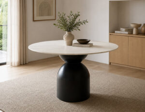 Amelia Round Marble Ceramic Dining Table 110cm