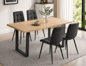 Canopy 4 Seater Dining Set – Dark Grey PU Chairs