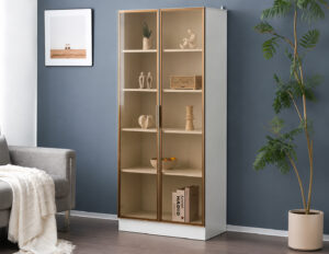 Galaxy 2 Door LED Glass Display Cabinet - White