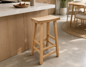 Solid Elm Wood Stool - Set of 2
