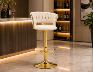 Lyon Velvet Barstool Gold Base Cream - Set of 4