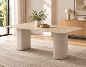 Yellow Stone Travertine Ceramic Dining Table 180×90cm